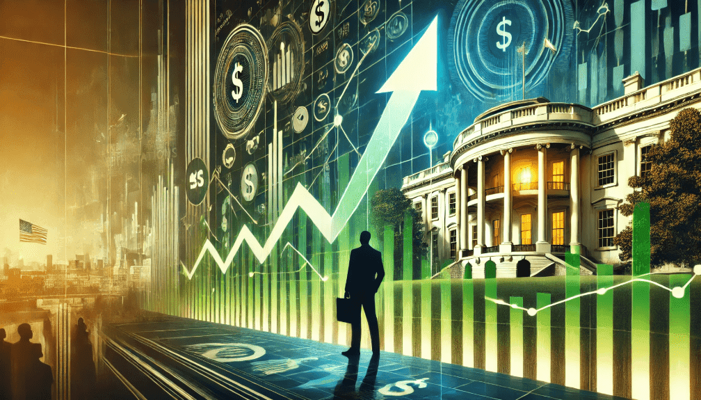Illustration for “Markets Surge on Falling Interest Rate Expectations and Trump’s Day-One Moves”